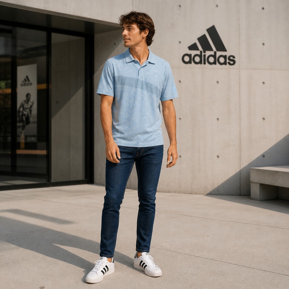 ADIDAS ADICROSS Mens Polo Shirt LARGE Blue Golf Athletic‎ Short Sleeve